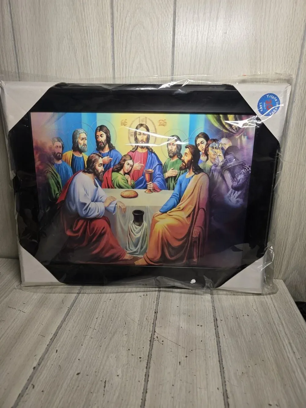 Vtg Lenticular The Last Supper Jesus On The Cross 3D Picture 18x15 Triple Image